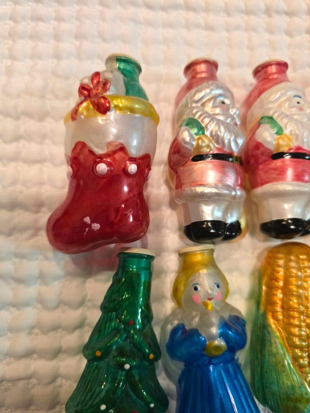 Vintage Christmas Tree Light Covers Blown Glass Holiday Set Of 11 - Picture 2 of 15